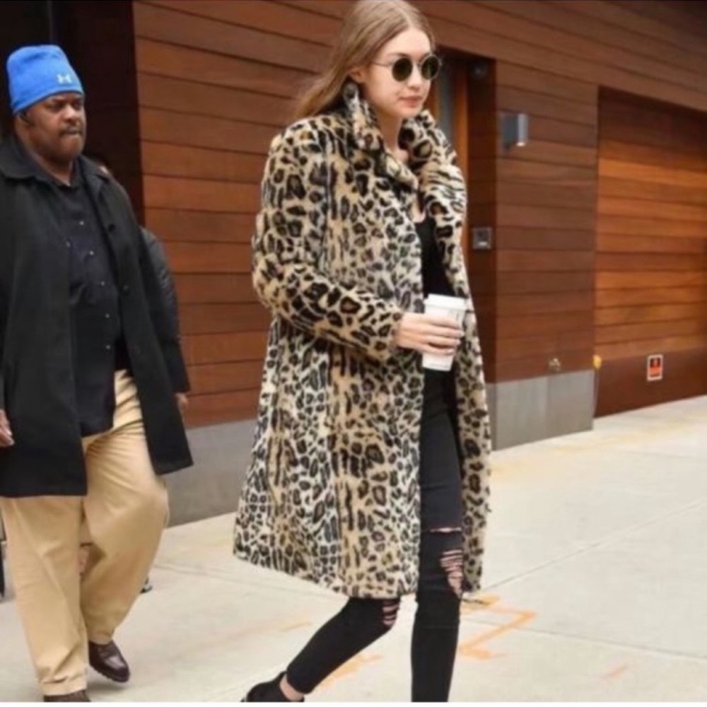 Via Spiga leopard print faux fur trench coat